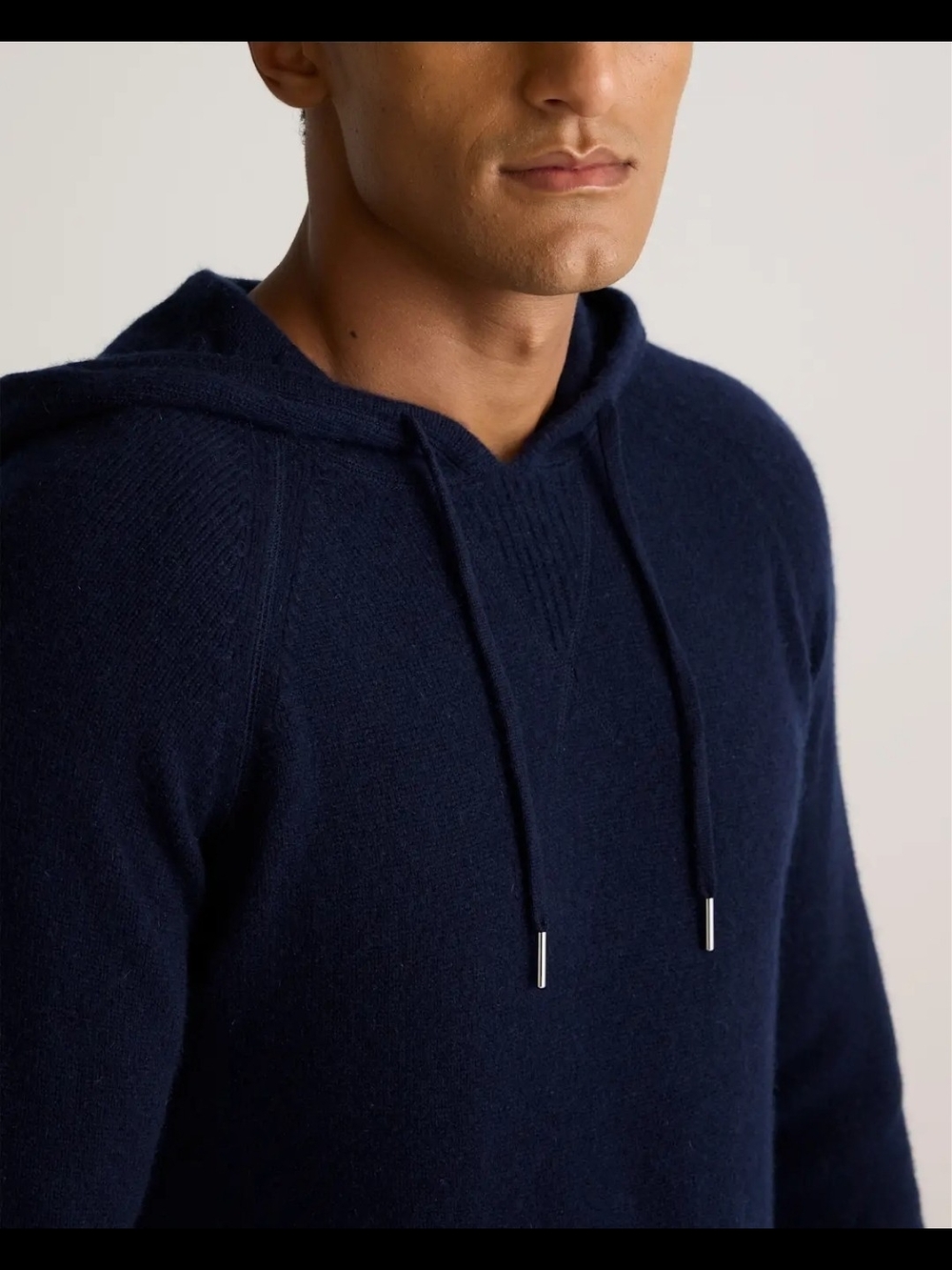 Quince Mongolian Cashmere Pullover Hoodie Sweater Men's L TRUE Navy NWT - Picture 2 of 11